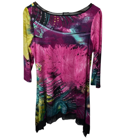 From The Heart Trudy Tunic Dress Sz M Artsy Lagenlook Y2K Boho Colorful Casual - Picture 5 of 9